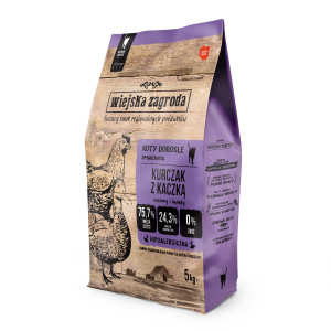 WIEJSKA ZAGRODA Huhn und Ente – Trockenfutter für Katzen – 5 kg
