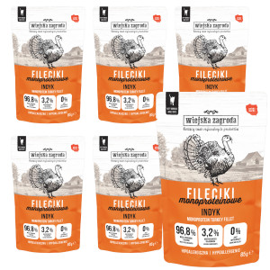 WIEJSKA ZAGRODA Monoprotein-Filets Pute – Nassfutter für Katzen – 6x85g