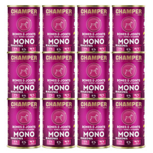CHAMPER Bones & Joints Monoprotein Rind – Nassfutter für Hunde – 12×400 g