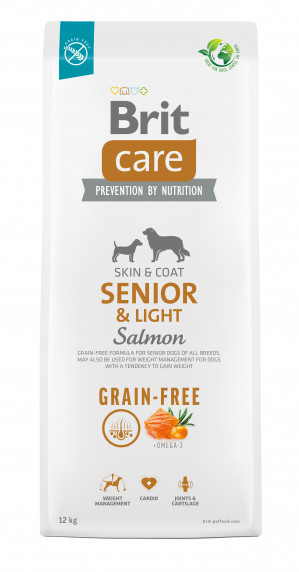 BRIT Care Senior&Light Salmon - Trockenfutter für Hunde - 12 kg
