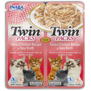 INABA CAT Twin Thunfisch mit Huhn in Brühe – Katzensnack – 2x40g