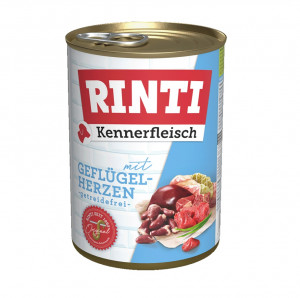 RINTI Kennerfleisch Poultry hearts - Nassfutter für Hunde - 400g