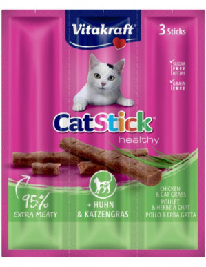 VITAKRAFT CatStick Mini Chicken with grass - Katze behandeln - 3 Stück