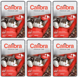 CALIBRA Cat Premium Adult Chicken & Beef - Nassfutter für Katzen - 6x100g