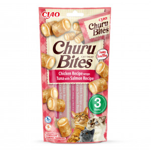 INABA Churu Bites Hähnchen mit Thunfisch und Lachs - Katze behandeln - 3x10 g