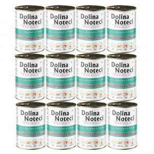 DOLINA NOTECI Premium Reich an Perlhuhn mit Apfel – Nassfutter für Hunde – 12×400 g