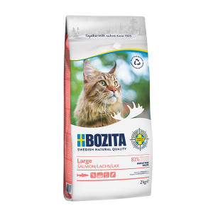 BOZITA Large Wheat free Salmon - Trockenfutter für große und langhaarige Katzen - 2kg