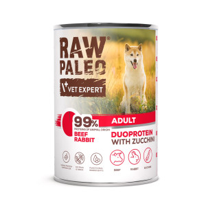 RAW PALEO Duoprotein Beef & Rabbit Adult - Nassfutter für Hunde - 400g
