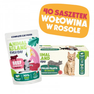ANIMAL ISLAND Beef in broth - nassfutter für Katzen - 40x85g