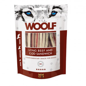 WOOLF Long Beef and Cod Sandwich - leckerli für hunde - 100g