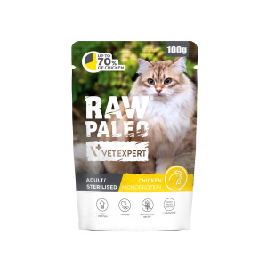 VETEXPERT Raw Paleo Adult Sterilised Chicken - nassfutter für Katzen - 100g