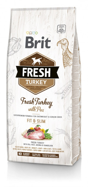 BRIT Fresh Turkey & Pea Fit & Slim - Hundetrockenfutter Pute mit Erbsen - 12 kg