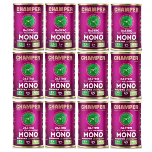 CHAMPER Gastro Monoprotein Lamm – Nassfutter für Hunde – 12×400 g