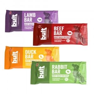 BULT Bar Proteinriegel MIX mit 4 Geschmacksrichtungen – Leckerli für Hunde – 4x75g