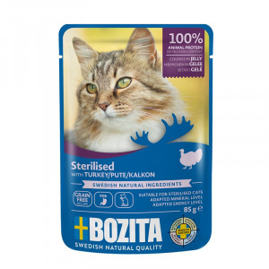 BOZITA sterilisierte Stücke in Gelee mit Truthahn - Katzennassfutter - 85g
