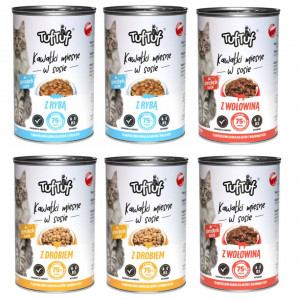 Tuf Tuf Fleischstücke MIX-Geschmacksrichtungen - Nassfutter für Katzen - 6x415g