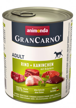 ANIMONDA GranCarno Adult Beef, rabbit and herbs - Nassfutter für Hunde - 800g