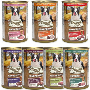 STUZZY Monoprotein MIX 7 Sorten – Nassfutter für Hunde – 7x400g