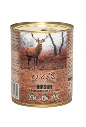O'CANIS Hundefutter in Dosen - Nassfutter - Hirsch mit Buchweizen - 800 g