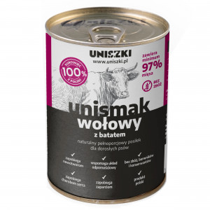 UNISZKI Unismak Rindfleisch mit Süßkartoffel - Nassfutter für Hunde - 410g