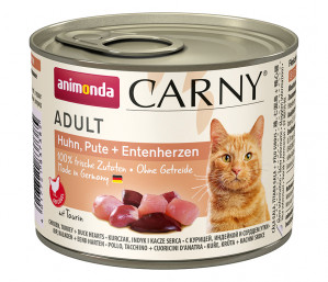 ANIMONDA Carny Adult Chicken, turkey and duck hearts - nassfutter für Katzen - 200g
