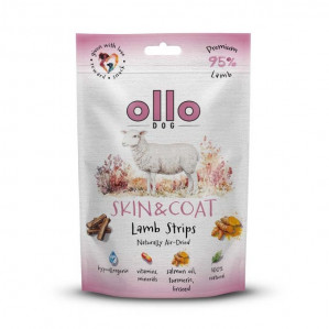 OLLO Air-Dried Skin & Coat Lamb strips - leckerli für hunde - 80g