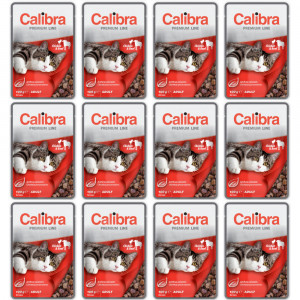 CALIBRA Cat Premium Adult Chicken & Beef - Nassfutter für Katzen - 12x100g