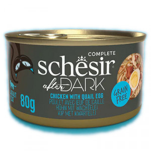 SCHESIR After Dark Hühnerfilet mit Wachtelei in Brühe – Nassfutter für Katzen – 80 g