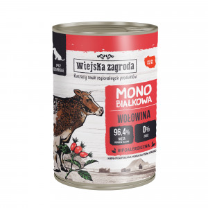 WIEJSKA ZAGRODA Monoprotein Beef - Nassfutter für Hunde - 400g