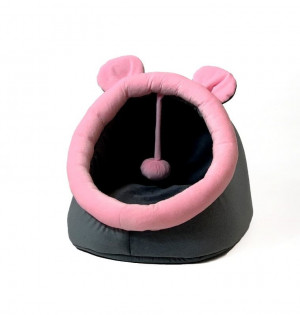 GO GIFT Zwinger Katzenbett - graphit-rosa - 40x45x34 cm 