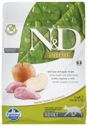 FARMINA N&D Prime Cat Boar and Apple Adult - Trockenfutter für Katzen - 300 g 