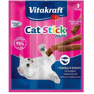 VITAKRAFT Cat Stick Mini-Kabeljau - Katze behandeln - 3 Stück