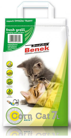 Certech Super Benek Corn Cat Frisches Gras - Katzenstreu Mais Klumpend 7 l