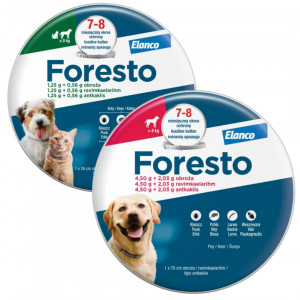 ELANCO Foresto Halsband gegen Zecken und Flöhe für Hunde und Katzen bis 8kg (38cm) + Foresto Halsband für Hunde über 8kg (70cm)