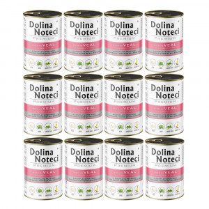 DOLINA NOTECI Premium Reich an Kalbfleisch mit grünem Erbsen – Nassfutter für Hunde – 12×400 g