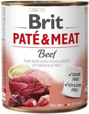 BRIT Paté & Meat mit Rindfleisch - Nassfutter für Hunde - 800g