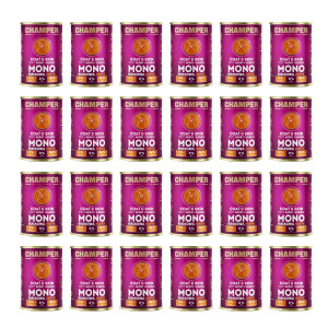 CHAMPER Coat & Skin Monoprotein Pute – Nassfutter für Hunde – 24×400 g