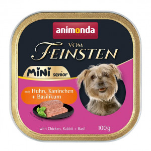 ANIMONDA Vom Feinsten Senior Mini Chicken with rabbit and basil - Nassfutter für Hunde - 100g