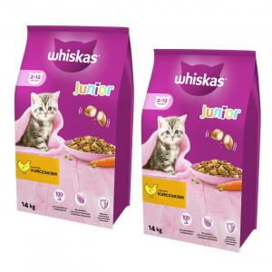 WHISKAS Junior mit Huhn – Trockenfutter für Kätzchen – 2×14 kg