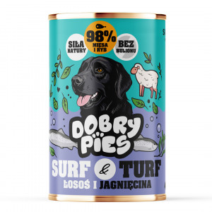 DOBRY PIES Surf & Turf Salmon and lamb - Nassfutter für Hunde - 400g