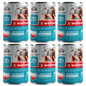 FRENDI mit Rindfleisch Stückchen in feiner Soße – Nassfutter für Katzen – 6x400g