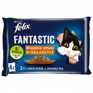 Felix Fantastic Kaninchen, Lamm - Nassfutter für Katzen 340 g (4x 85 g)