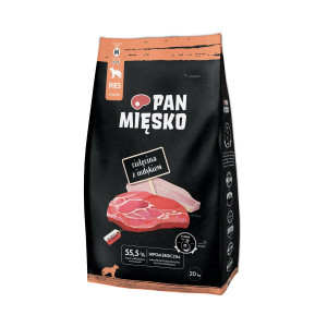 PAN MIĘSKO Cielęcina z indykiem M - trockenfutter für Hunde - 20kg