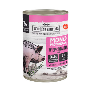 WIEJSKA ZAGRODA Monoprotein Pork - Nassfutter für Hunde - 400g