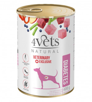 4VETS Natural Diabetes Dog - Nassfutter für Hunde - 400 g