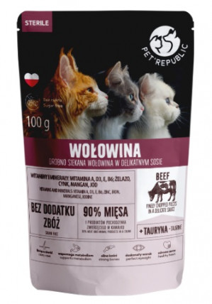 PET REPUBLIC Sterile Rindfleisch fein gehackt - Nassfutter für Katzen- 100 g 