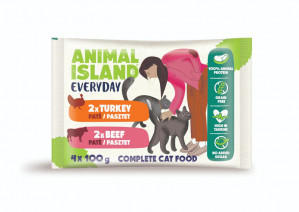 ANIMAL ISLAND Pate Beef / Turkey - nassfutter für Katzen - 4x100g