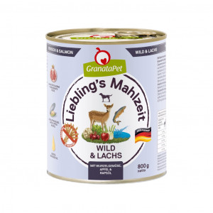 GRANATAPET Liebling's Mahlzeit Venison and salmon - Nassfutter für Hunde - 800g