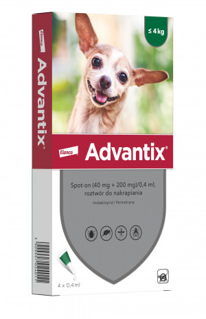 BAYER Advantix - Parasitentropfen für Hunde XS - 4 x 0.4 ml
