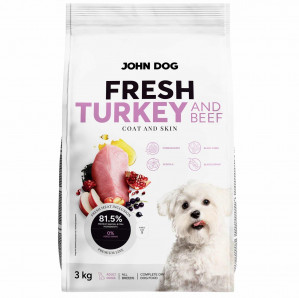 JOHN DOG Fresh Turkey and beef - trockenfutter für Hunde - 3kg